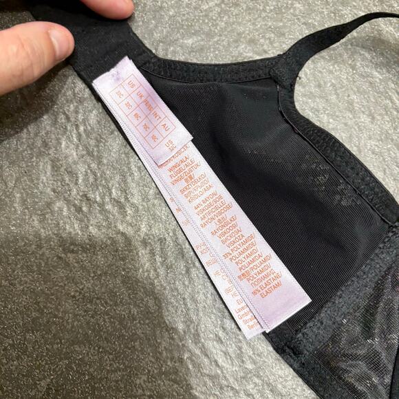 Savage X Fenty A Little Tart Unlined Bra Black Lace Plaid 32C Plunge Feminine - Picture 6 of 11